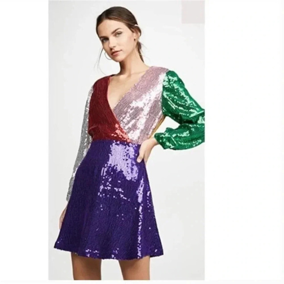 Alice + Olivia multi colored sequin mini dress - Picture 2 of 15